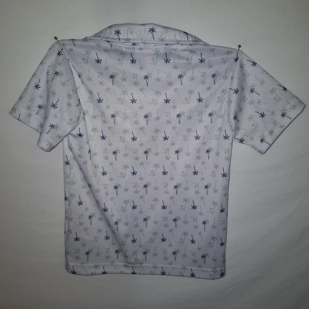 Ben Sherman Short Sleeve Polo Shirt Toddler Boys 24M 2T White Palm Tree Print